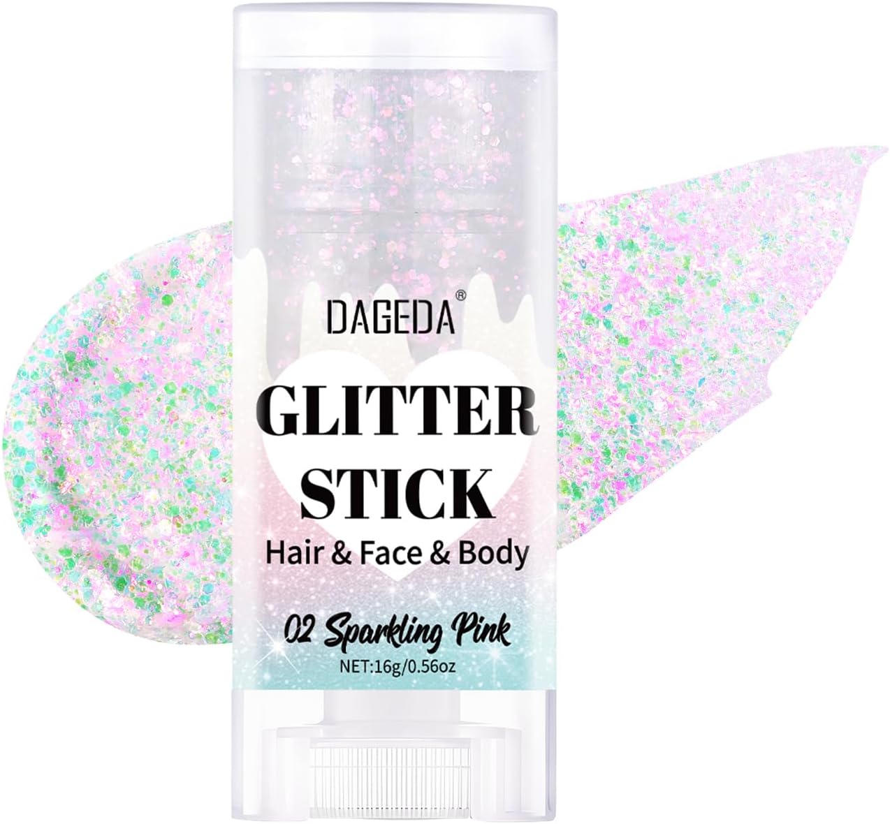 Red White Blue Body Glitter Stick - Sparkly Face Glitter Makeup for 4th of July | Shimmer Face Paint Stick