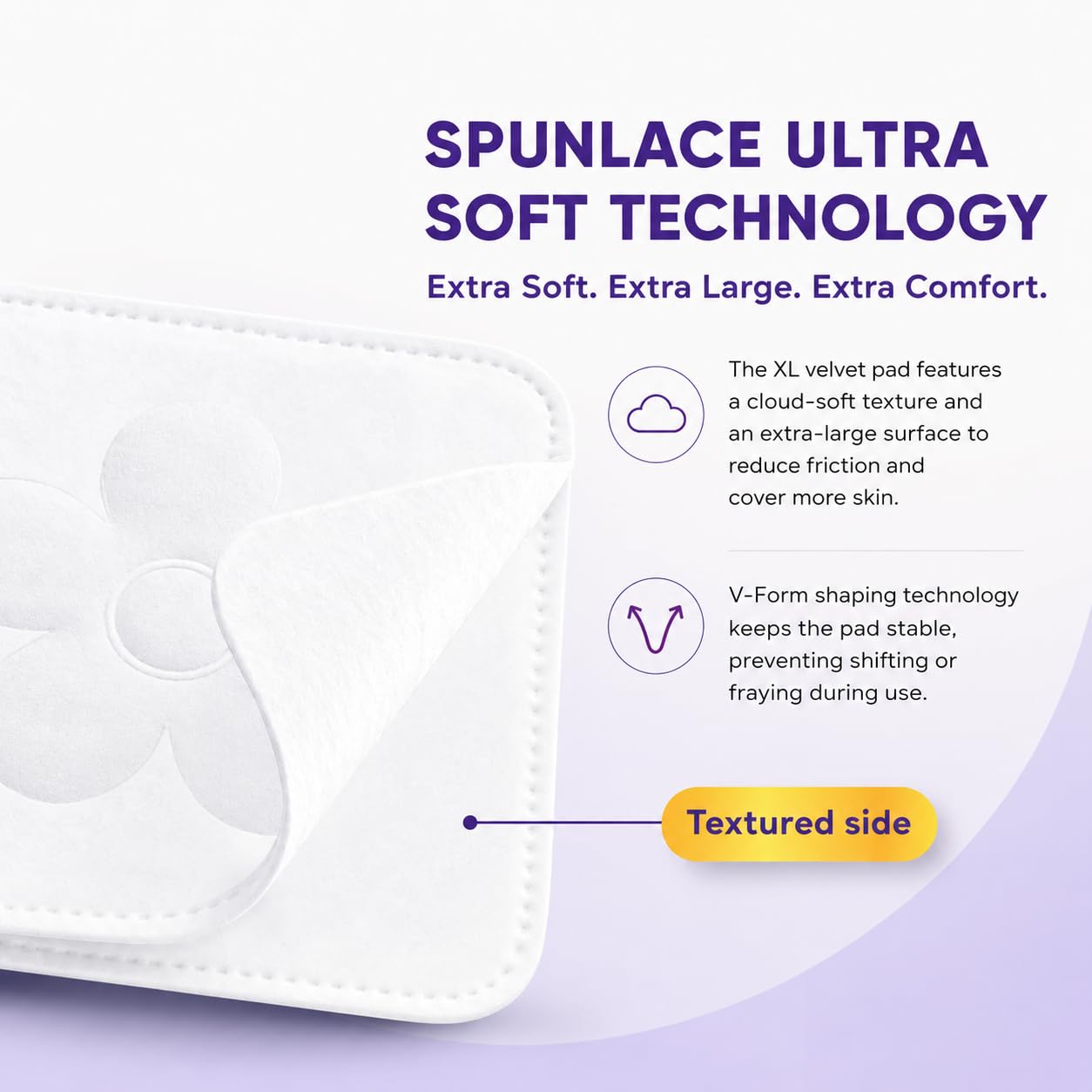 CALLA BEAUTY Velvet XL Cotton Pads, 300 Counts (250 + 50 Extra) - Premium Spunlace Technology - Large, Ultra Soft Square Pads for Makeup Removal, Toner, Nail, Lint-Free & Absorbent for Face & Body