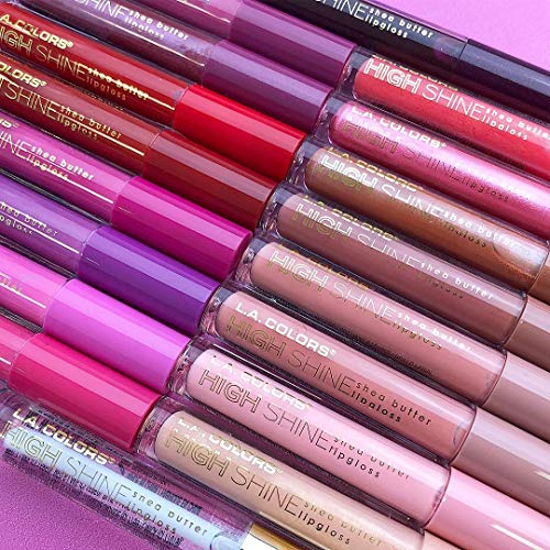 L.A. COLORS High Shine Shea Butter Lip Gloss Pack of 4 - 0.14 Oz Each