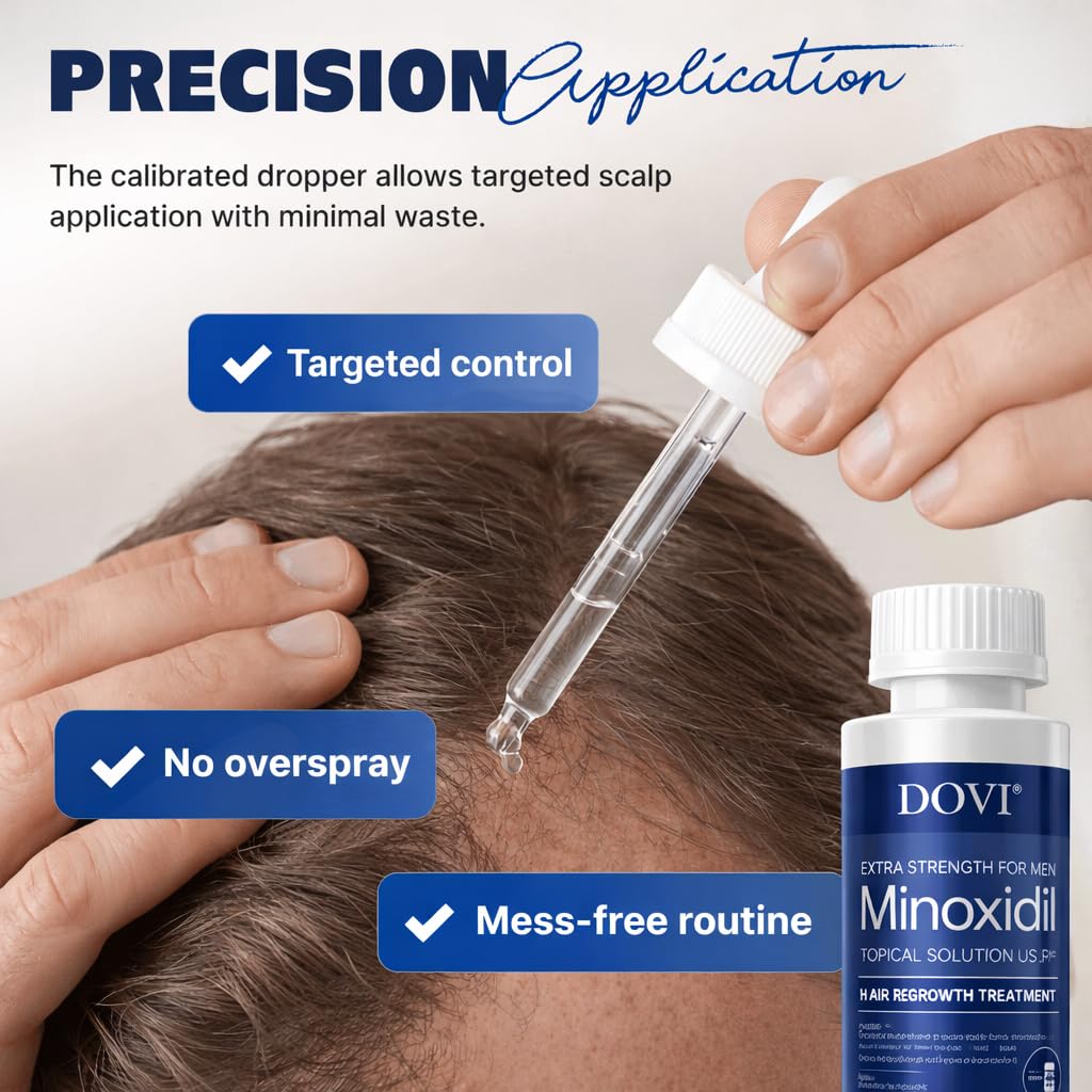 Dovi Minoxidil 5% Hair Regrowth Treatment for Men – Extra Strength Advanced Topical Solution, 6 Month Supply, Helps Regrow Hair and Prevent Hair Loss