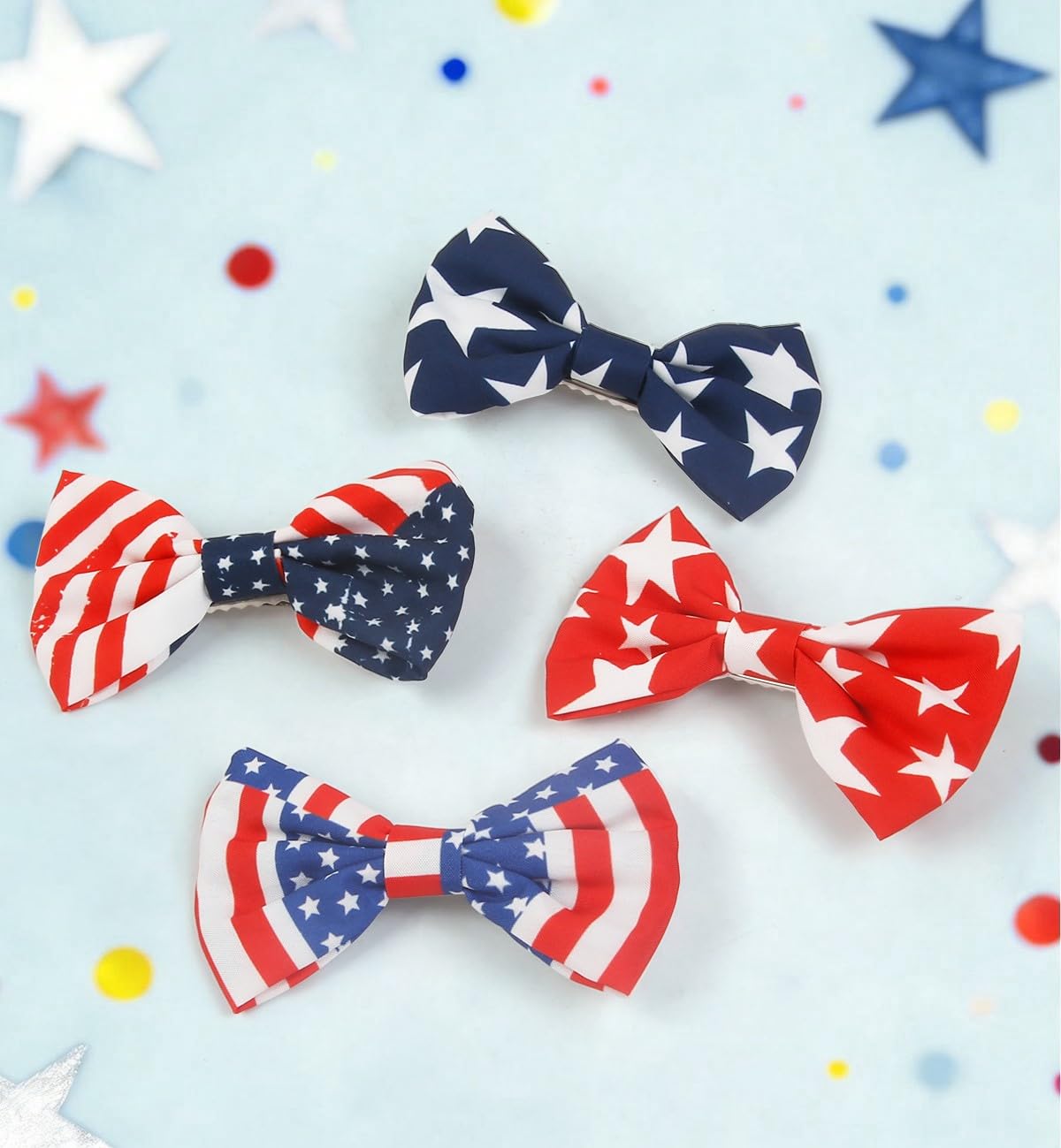 4th of July Hair Clips Red White and Blue Bow Hair Clip for Girls Women, American Patriotic Hair Bows Hair Accessories for Fourth of July Independence Memorial Day