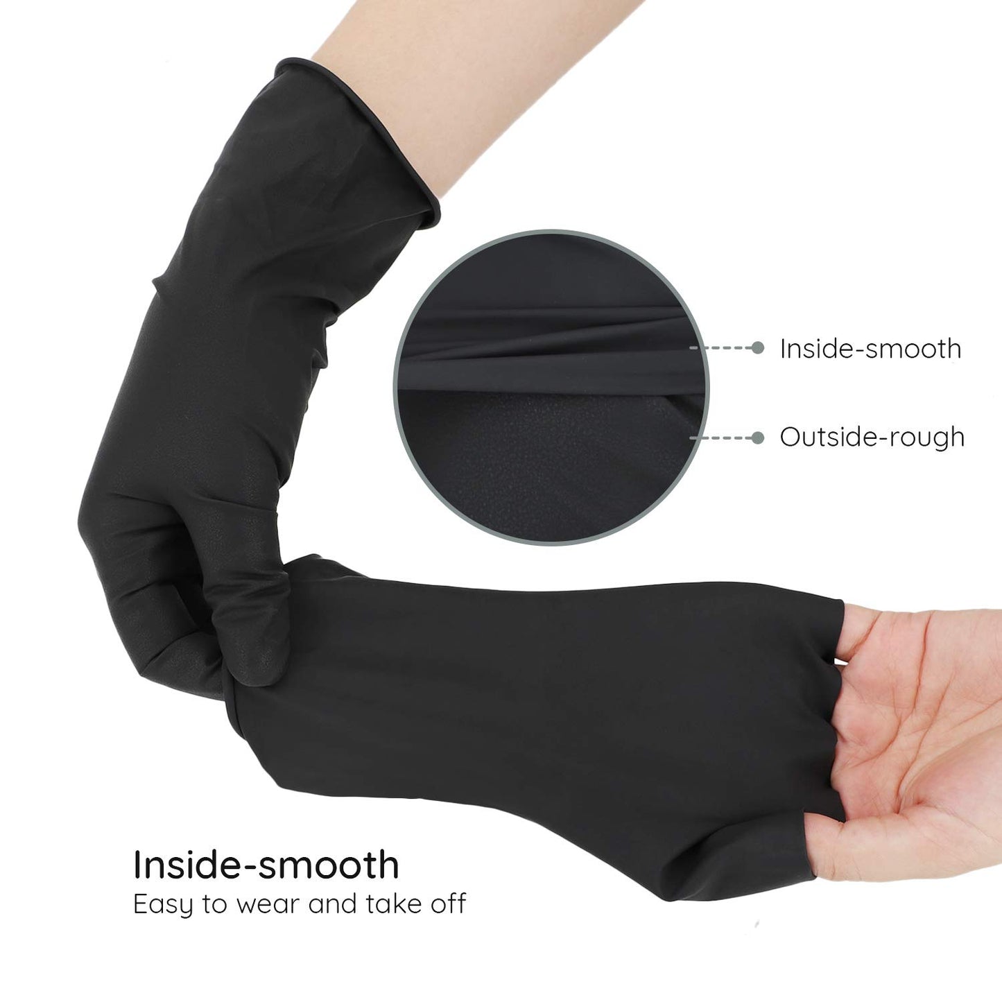 Hair Dye Gloves - 20 Count Black Reusable Rubber Gloves for Professional Hair Coloring | Medium Size