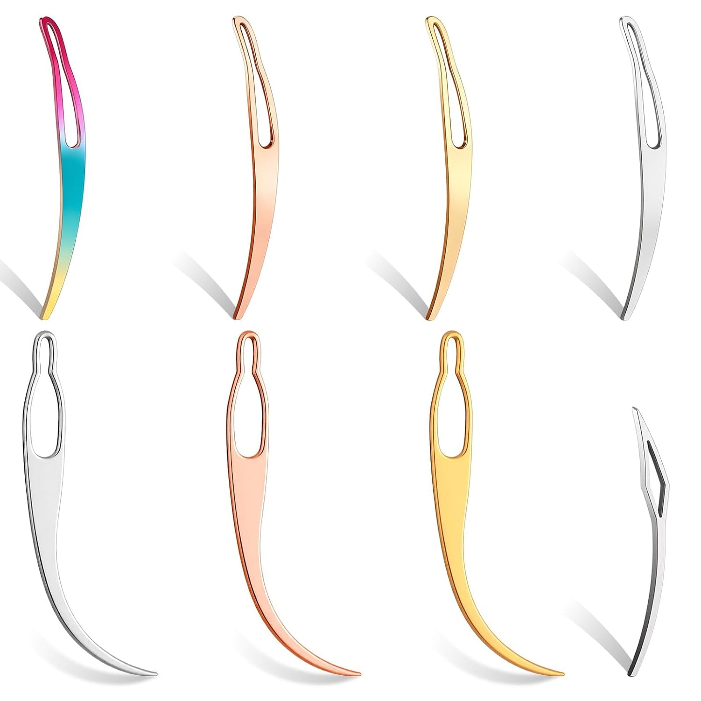 Interlocking Tool for Locs - 8Pcs Bent-Hook Dreadlock Needles | Hair Locking Tools in 4 Colors