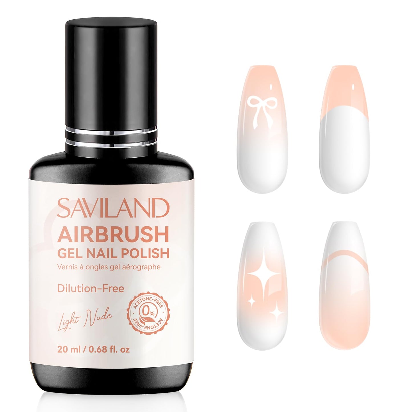 SAVILAND Airbrush Gel Nail Polish Dilution Free: Light Nude Airbrush Paint for Nails Hema ＆ Acetone Free Non Toxic No Clogging for Creating Ombre Nails Aura Nails Design Salon 20 ml