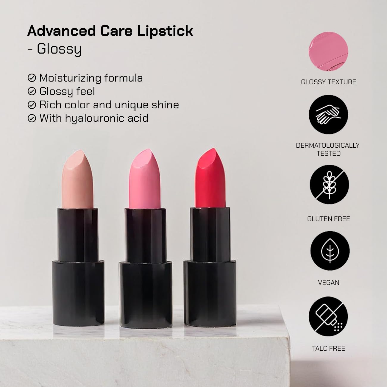 Radiant Professional Glossy Lipstick for Women – Long Lasting, Hydrating Lipstick with Hyaluronic Acid & Natural Polysaccharide, Advanced Care & Moisturising Lip Stick for Women - GL101 BOUQUET