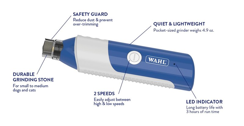 Wahl Professional Animal - Flexion Cat and Dog Nail Grinder - Professional 2-Speed Rechargeable Electric Pet Nail Trimmer - Paw Grooming & Smoothing for Dogs & Cats (#3023207)