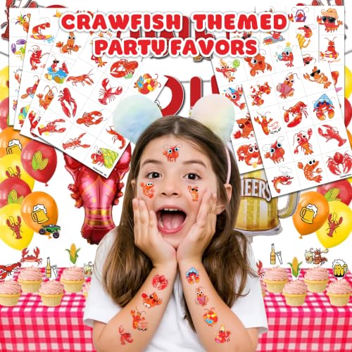 120 PCS Crawfish Boil Temporary Tattoos Kids & Adults - F. Multiple Sheets