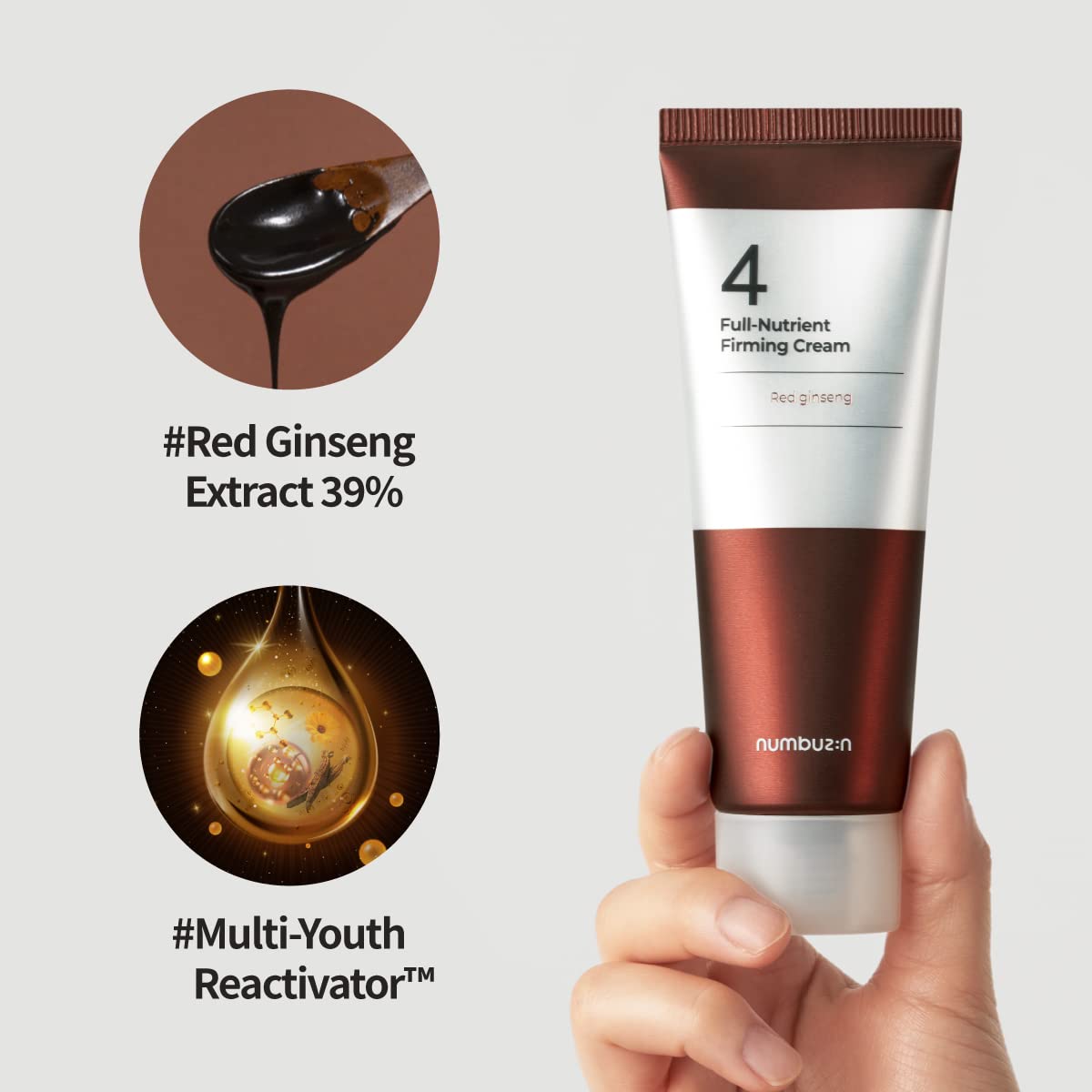 Numbuzin No.4 Cream - Full-Nutrient Firming Cream for Skin Elasticity & Anti-Aging | Red Ginseng & Niacinamide | 2.02 fl. oz.
