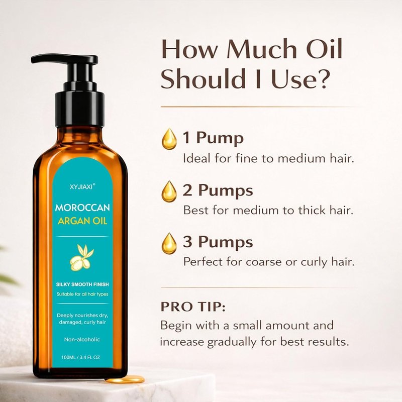 Moroccan Argan Oil Hair Treatment - Frizz Control & Heat Protection | Nourishing Oil for Curly, Dry, Damaged Hair (3.4 Fl Oz)