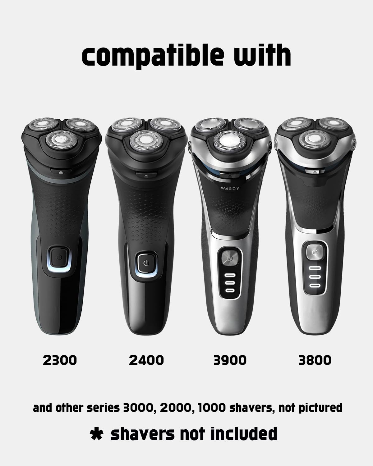 SH30 Replacement Heads Compatible with Norelco Replacement Heads Philips Norelco Shaver 2400 Replacement Blades, 3 - Pack Series 3000 Replacement Blades for 2400 X3001/90 3900 S3341/92, Gifts for Men