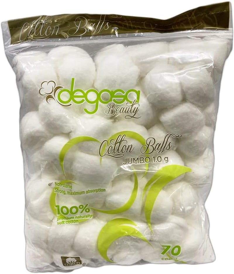 Jumbo Cotton Balls - Multi-Purpose Soft Natural Cotton for Facial Treatments & Makeup Removal | 70 Count