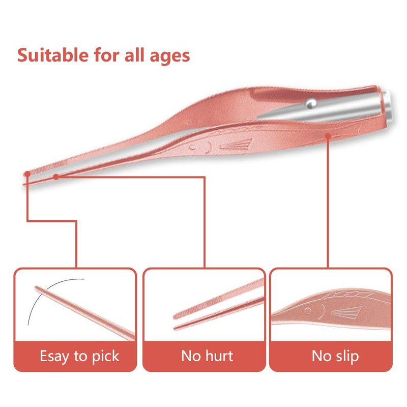 POZILAN Ear Picker Tweezers with LED Light - 8 Pack Ear Wax Removal Tool Cleaner Kit for Kids and Adults, Earwax Spoon Digger & Tweezers for Ear Cleaning Tool Gift Set