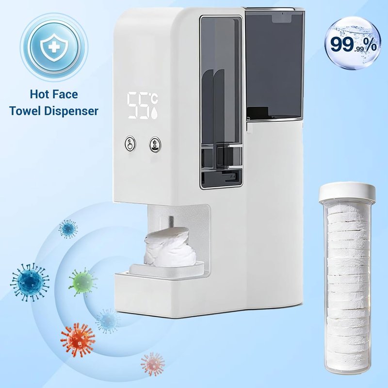 Automatic Hot Face Towel Dispenser - 5-Second Heating Portable Towel Warmer | Includes 60 Compressed Towels