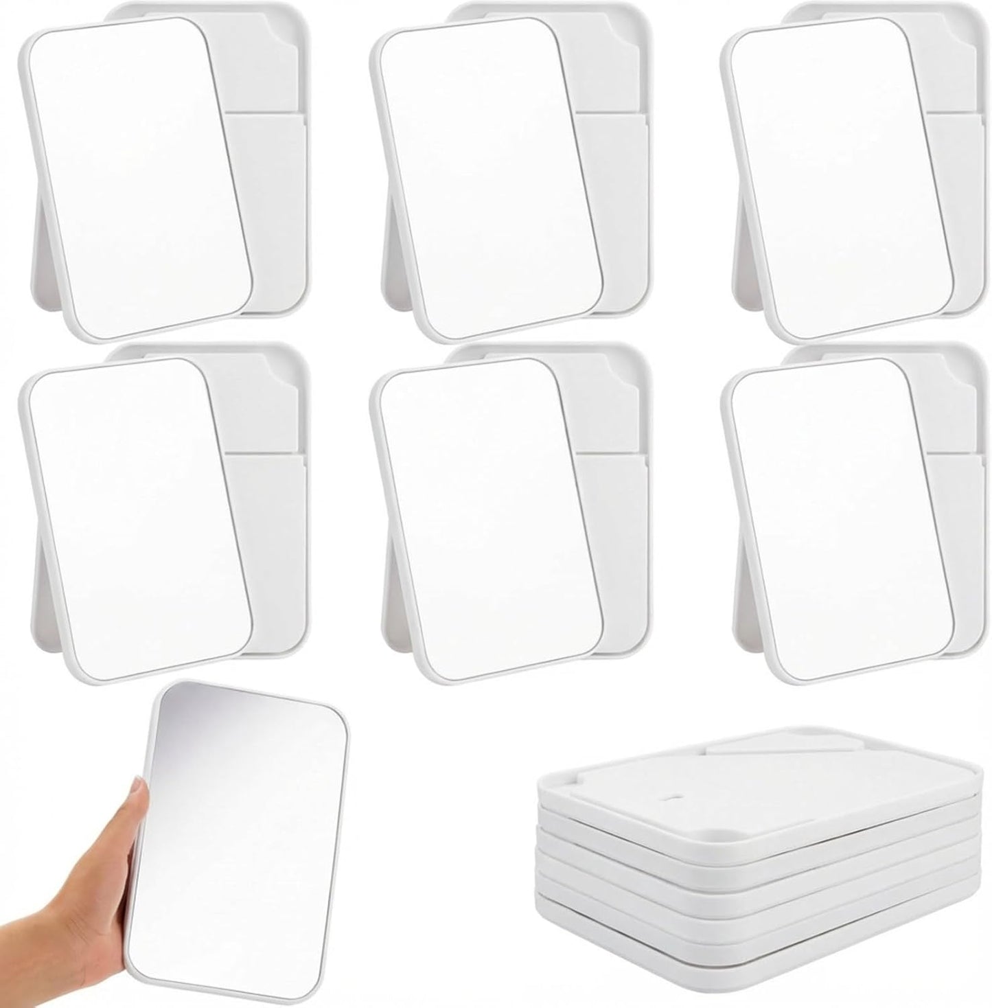 Cinnvoice 24 Pack Desktop Makeup Mirrors - 90° Adjustable Folding Vanity Mirrors | Portable for Travel & Spa (8")