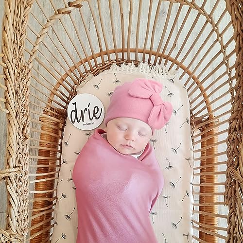 DRESHOW Newborn Receiving Blanket Set with Bow Hat & Mittens