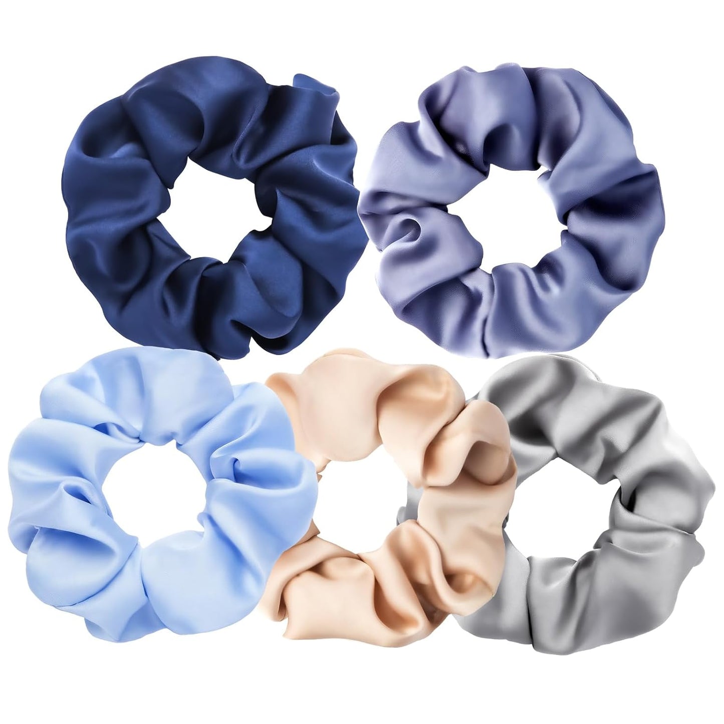 Silk Hair Scrunchies - 5Pcs Mulberry Silk Hair Ties for Frizz & Breakage Prevention | No Damage Elastic Ponytail Holders