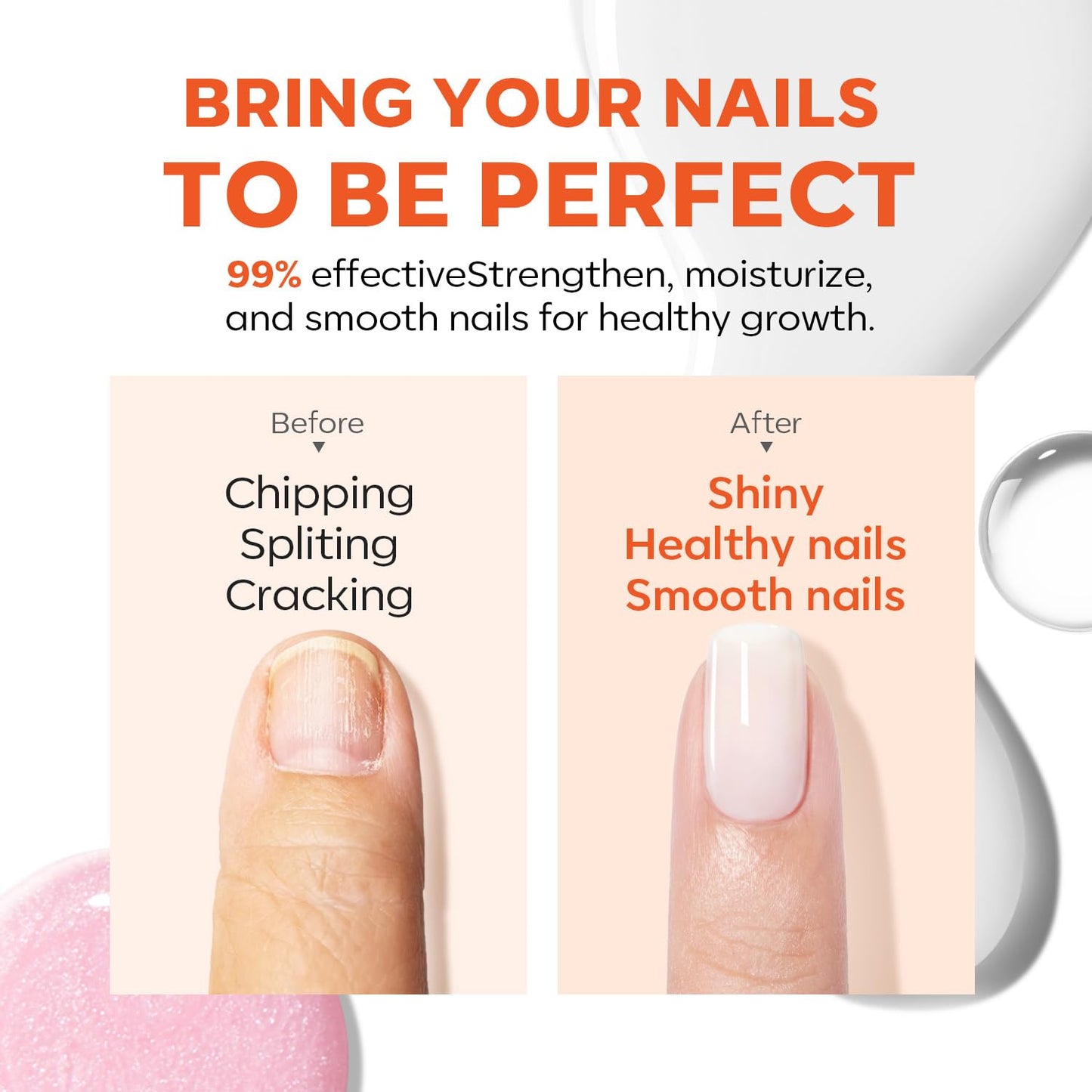 Nail Strengthener - Milky White Nail Polish for Damaged Nails | Quick Dry Hardener & Growth Formula, 15ml