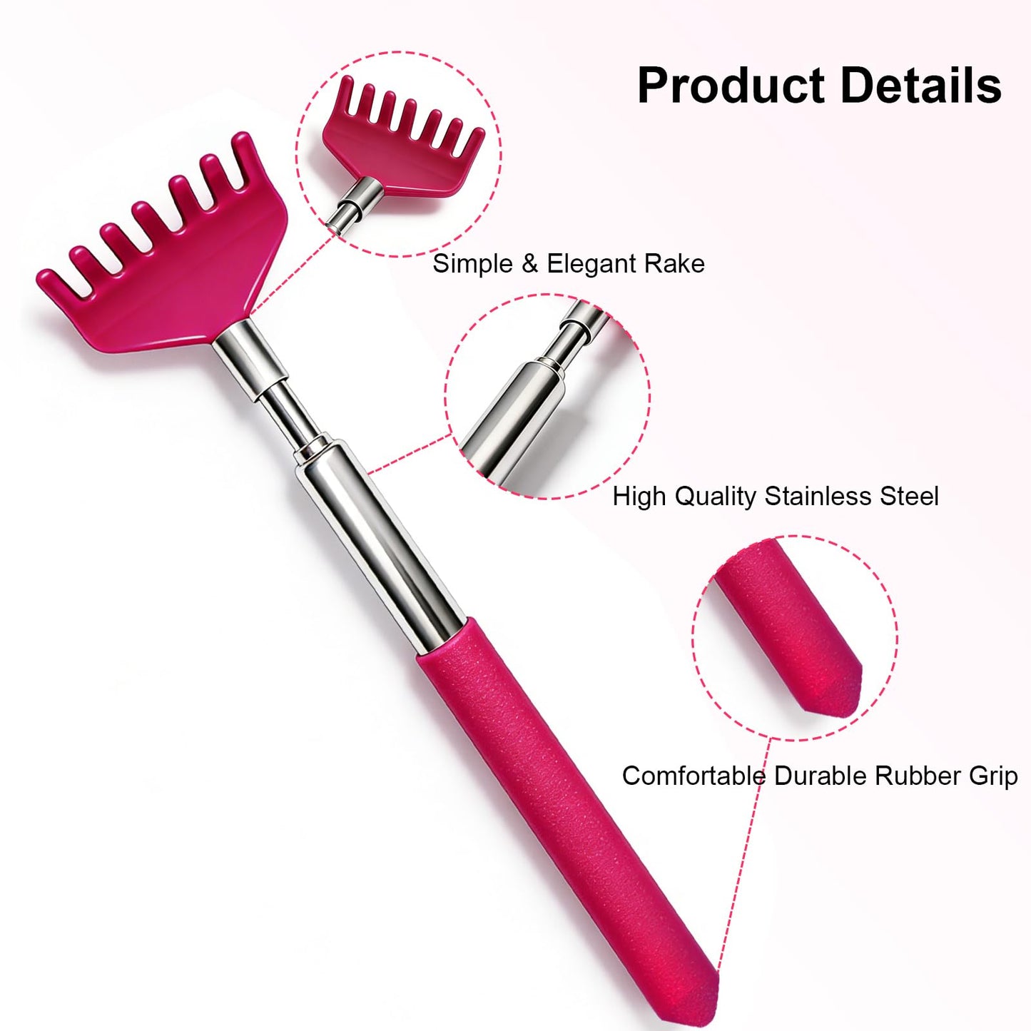 ZMOIVOK 6 Pack Back scratchers Set,Rubber Handles and Stainless Scratch Heads Back Scratcher Extendable,for Back,Neck,Shoulders,Beautiful Present Packaging Gifts for Thanksgiving,Christmas (Mix)