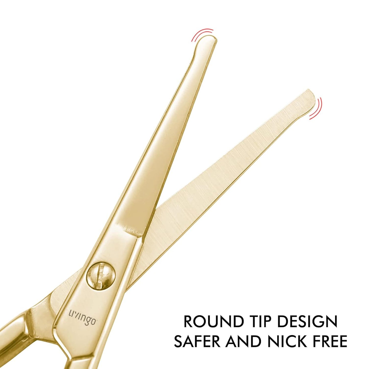 Professional Nose Hair Scissors - Stainless Steel Rounded Tip Trimming Tool | 3.5” Gold for Men & Women