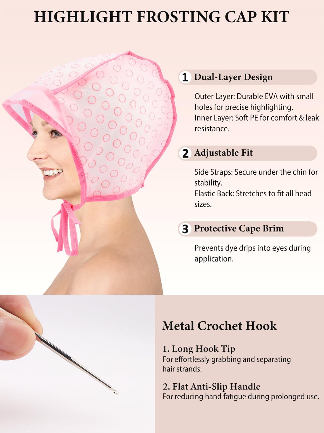 16-In-1 Hair Highlighting Kit - YOOVR Highlight Cap Set with 8 Caps & Hooks | Ideal for Balayage & Babylights, 4 Colors