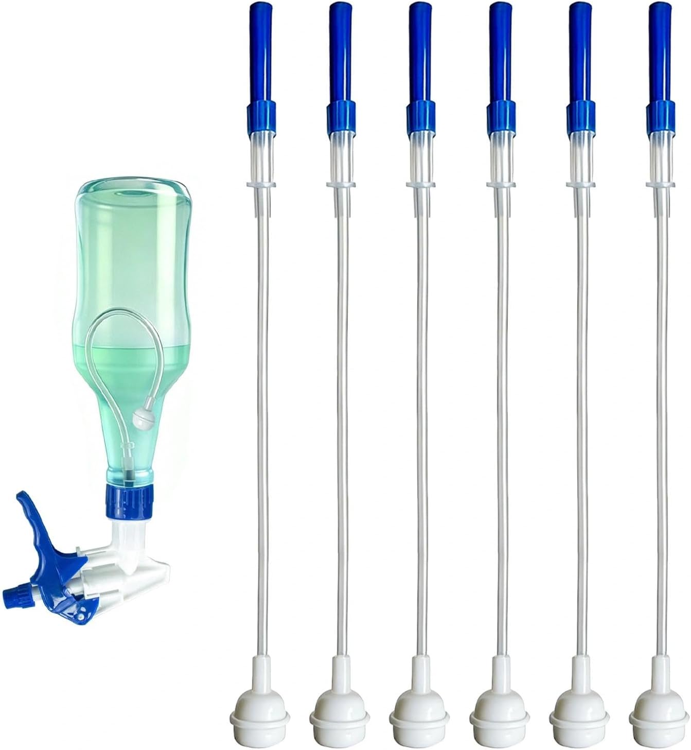 360° Spray Bottle Adapter - 6 Pack Universal Reusable Trim-to-Fit Dip Tube for Home Cleaning & Plant Care