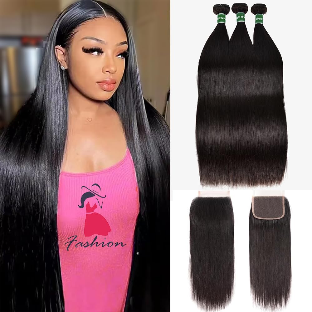 Straight Hair Bundles - 100% Unprocessed Virgin Human Hair | 20-26 Inch, Natural Black, 10A Quality