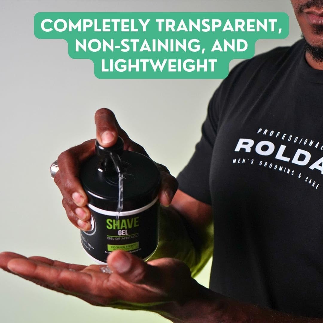 Rolda Refreshing Shave Gel For Sensitive Skin - Clear Non-Foaming Shaving Gel for Men With Aloe Vera, Pro-Vitamin B5 (17.63oz | 500g)