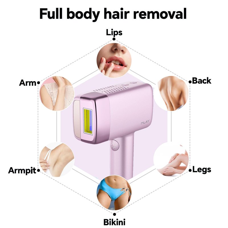 MLAY IPL Hair Removal for Women/Men, 0.5s/flash, 17J High Energy IPL Hair Removal Device with ice-Cooling System, 5 Energy Levels, Hair Remover Device - 1* face HR+1*bikini HR