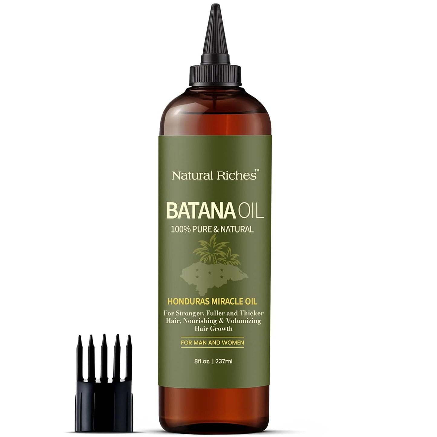 Unrefined Organic Batana Oil - 100% Pure Cold Pressed Miracle Oil for Hair Growth | 8 fl oz