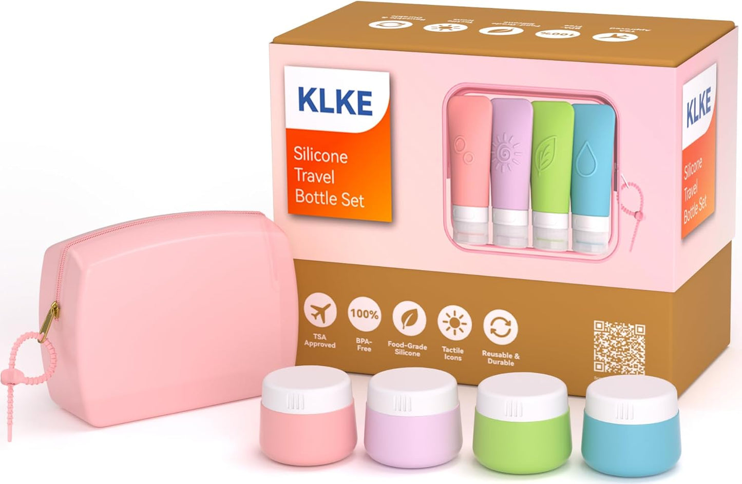 Silicone Travel Bottles Set - TSA Approved Leakproof Toiletry Kit with Easy-Squeeze Design | 16-Piece Waterproof Bag Included