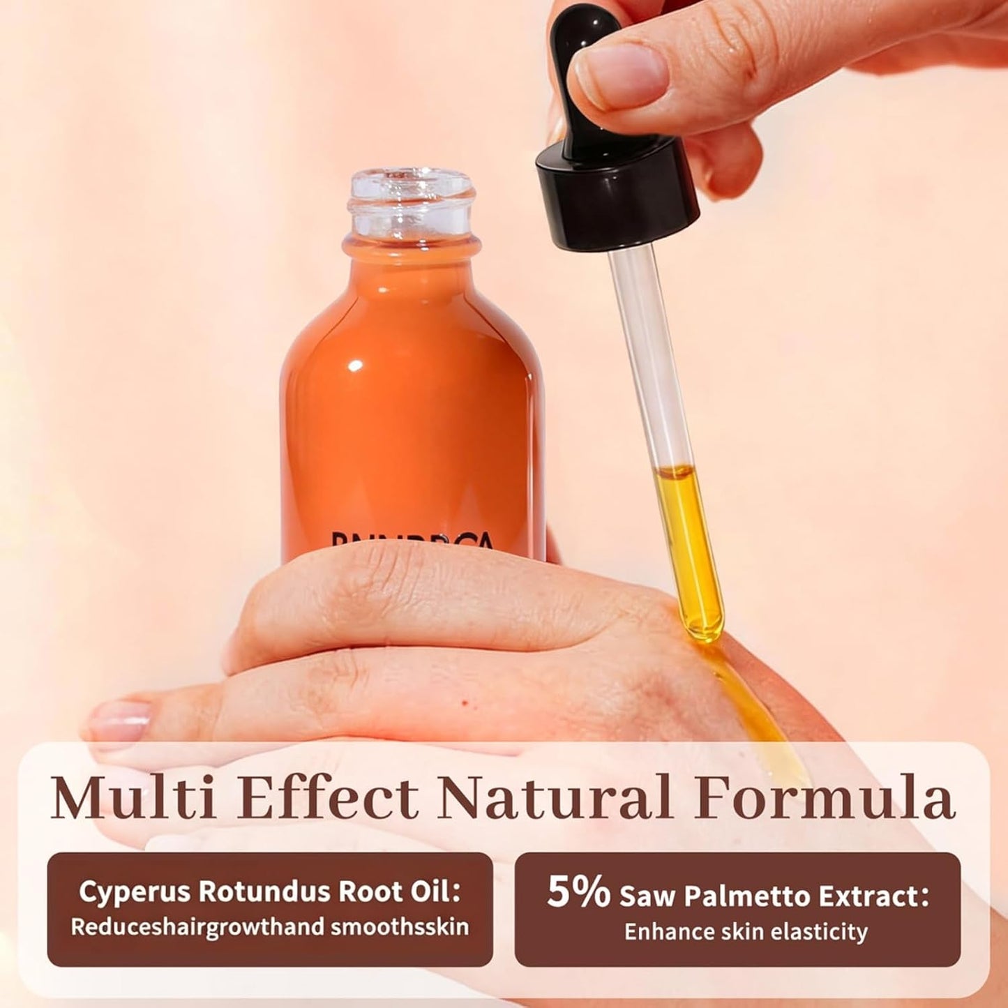 Cyperus Rotundus Oil for Hair Removal - Organic Hair Reduction Serum with 5% Saw Palmetto Extract | 60ml