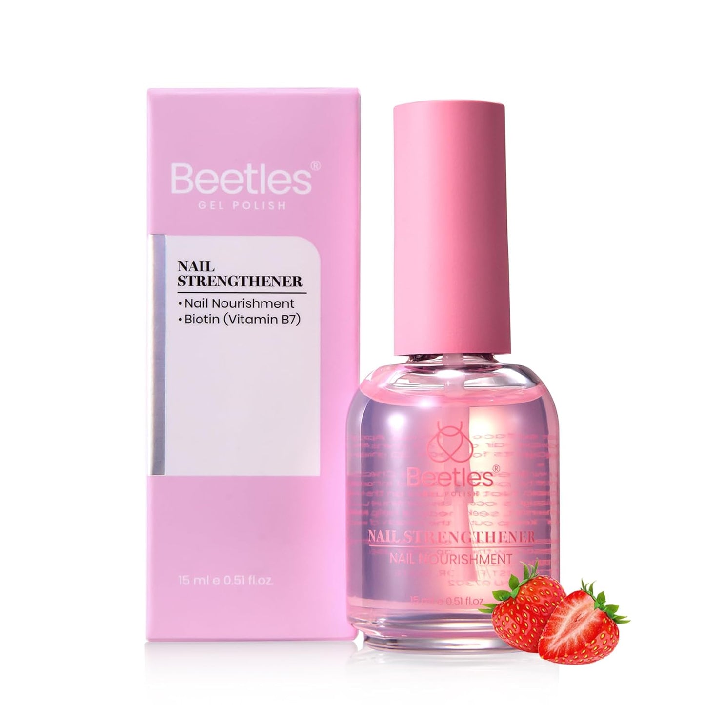 Beetles Nail Strengthener - Grape Nail Enhancer for Damaged Nails | 15ml Air Dry Polish for Natural Growth