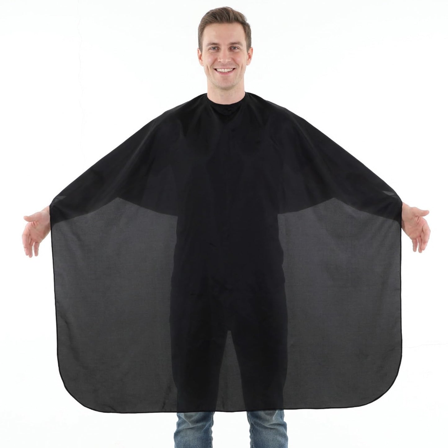 10 Pack Black Barber Cape Professional - Cutting Capes for Hairstylist, Waterproof Nylon Haircutting Capes with Adjustable Snap Closure, 47" x 59" Salon Cape