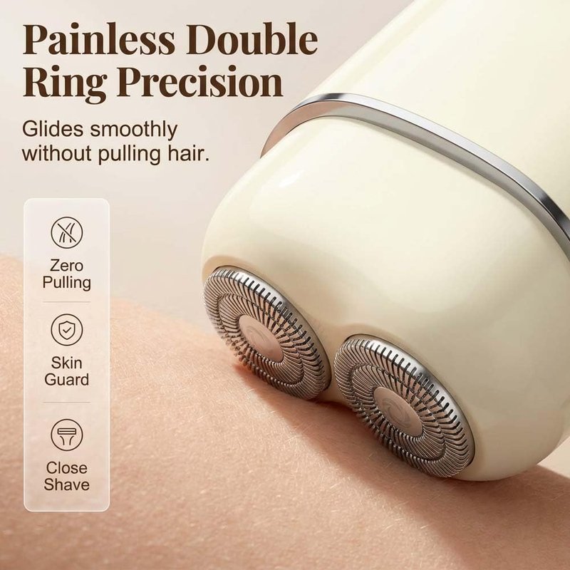 Facial Hair Removal for Women Face - Portable Painless Electric Shaver - Rechargeable Hair Remover Device Peach Fuzz & Sensitive Skin - Ideal for Smooth Skin Travel/Makeup Prep (White)