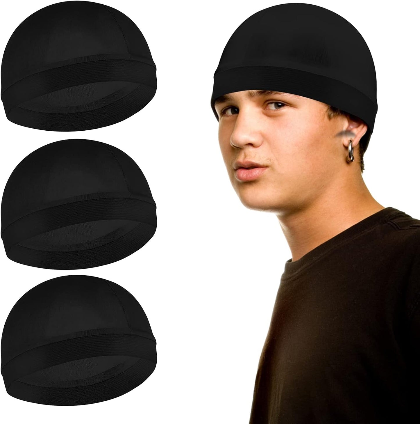 Sibba Unisex Satin Silky Wave Caps - 3 Pack for 360, 540, 720 Waves | Durable Elastic Band Beanie