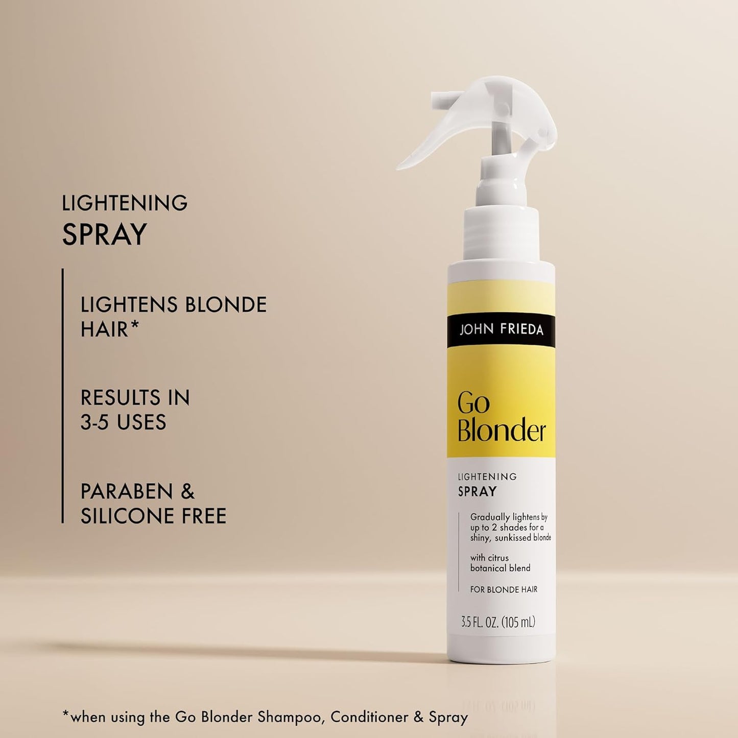 John Frieda Go Blonder Hair Lightening Spray - Sun-Kissed Brightener for Blonde Hair | 3.5 fl oz