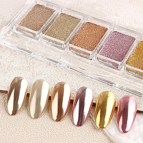 Chrome Nail Powder Palette - 6 Metallic Colors for Nail Art