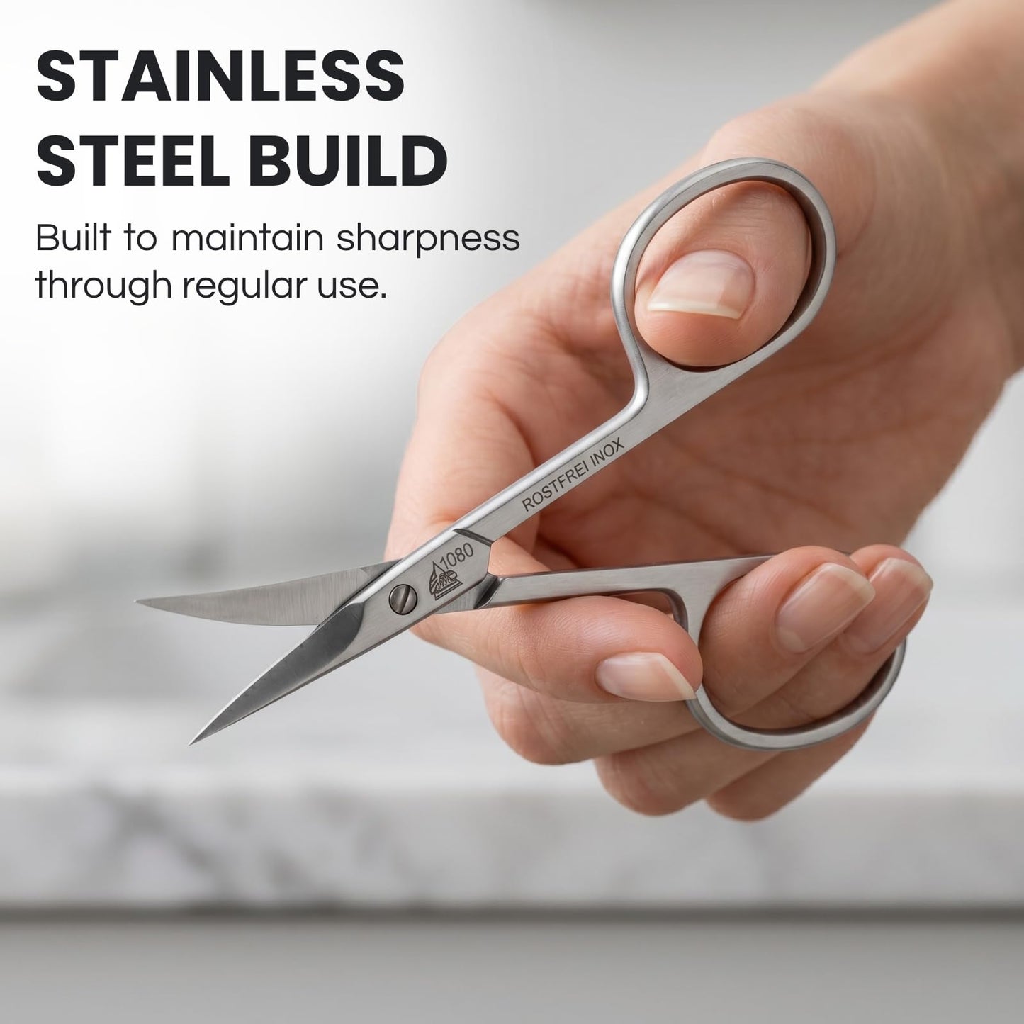 INOX Stainless Steel Tower Point Cuticle Scissors German Cuticle Remover. Made by Erbe in Solingen, Germany