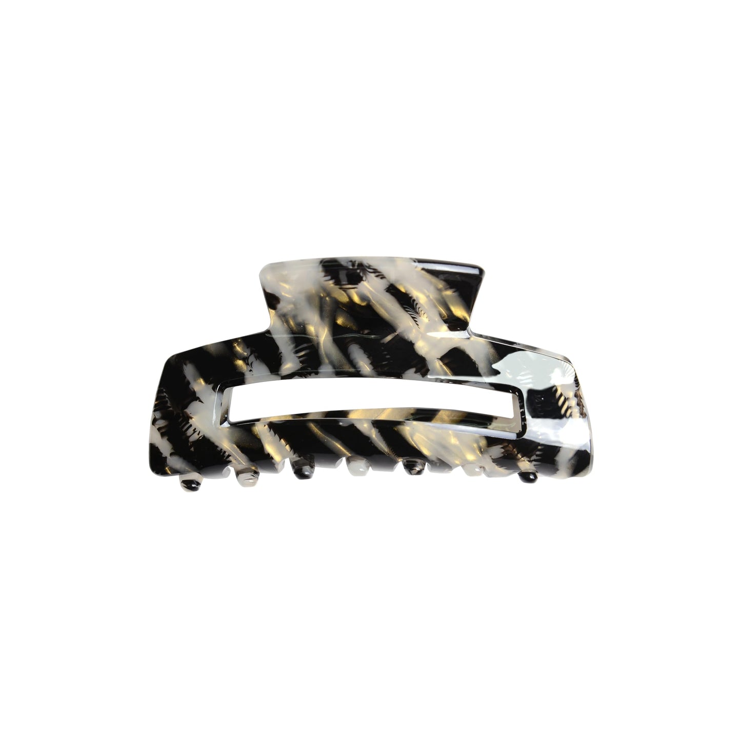 Emma Lily Cellulose Acetate French Hair Claw for Thin Hair, Gifts for Women, Black Tortoise Shell Rectangle Design—Ideal for Parties, Polished & Professional Look