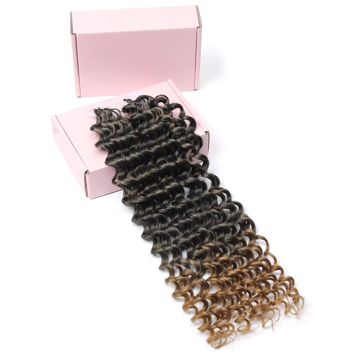 Miracle Knots Crochet Hair - 18 Inch Deep Wave Feather Bundles | Pre-Separated Curly Hair for Women (Natural Black)