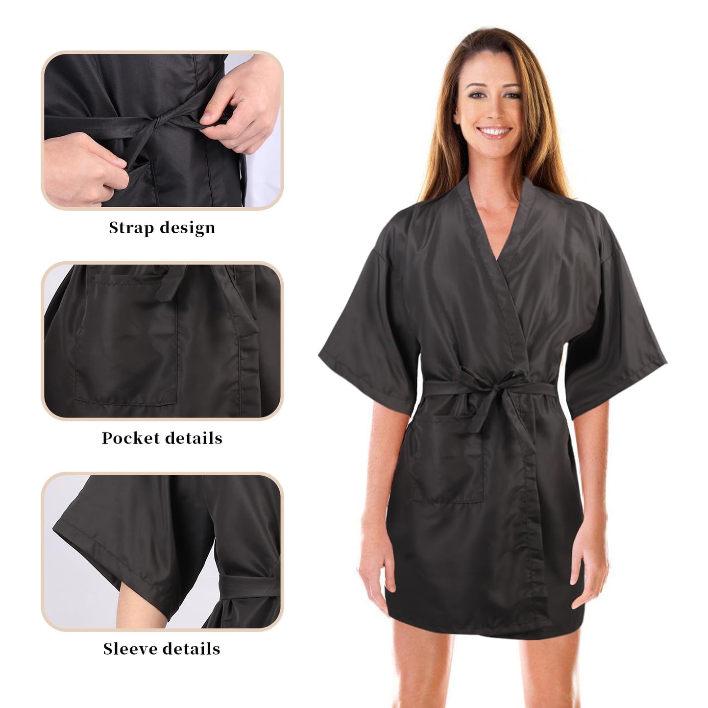 YELEGAI Barber Gown Robes Cape for Hair Cutting Dye Make Up Hairdressing Styling, Waterproof Salon Client Smock, Barber Shop & Home Salon Essentials Accessories (1, Black)