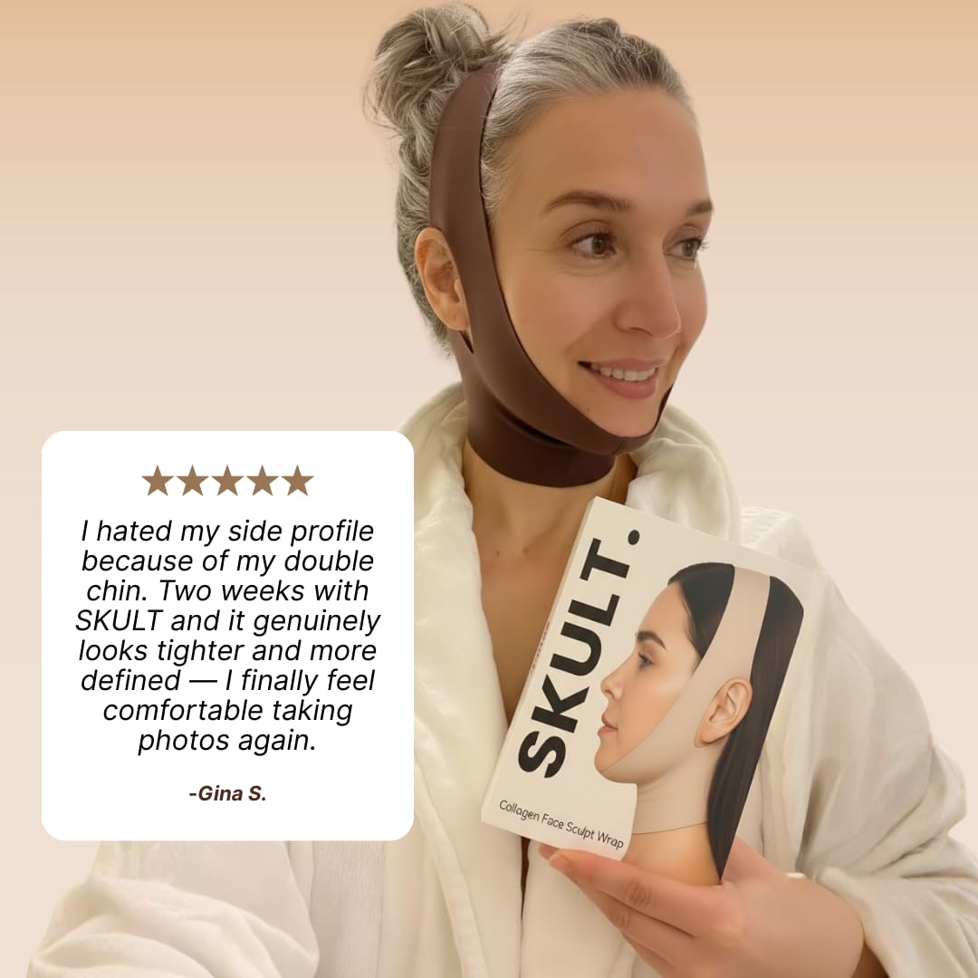 Collagen Face Sculpt Wrap - Adjustable Chin & Jawline Shaper Mask | Reusable, Breathable Material (Beige)