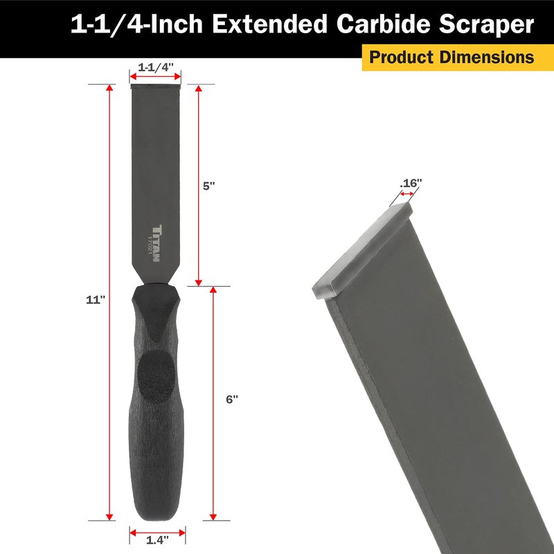 Titan 17022 Extra Long 1-1/4-Inch Carbide Scraper with Serrated Blade