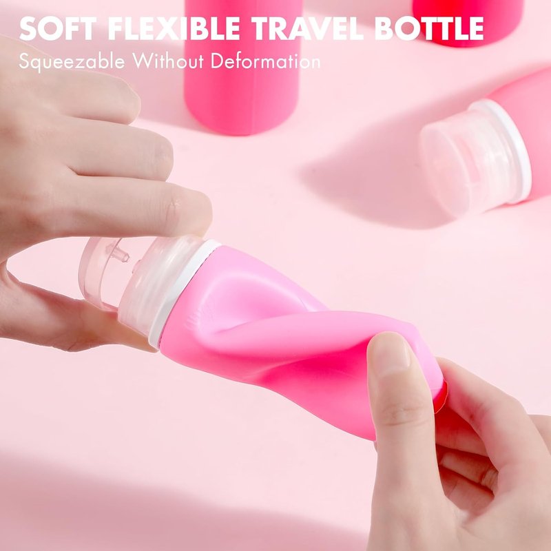 Travel Bottles for Toiletries - 21 Pack Leak-Proof Silicone Containers | TSA Compliant, BPA Free, Pink