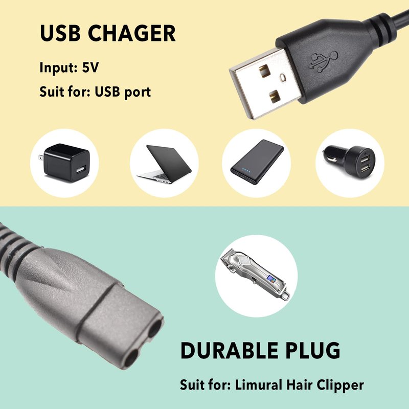 Charger Compatible with Limural Hair Clippers for Men,Hair Clippers Charger Cord Replacement fits Limural Hair Clipper, Power Cord Supply Adapter