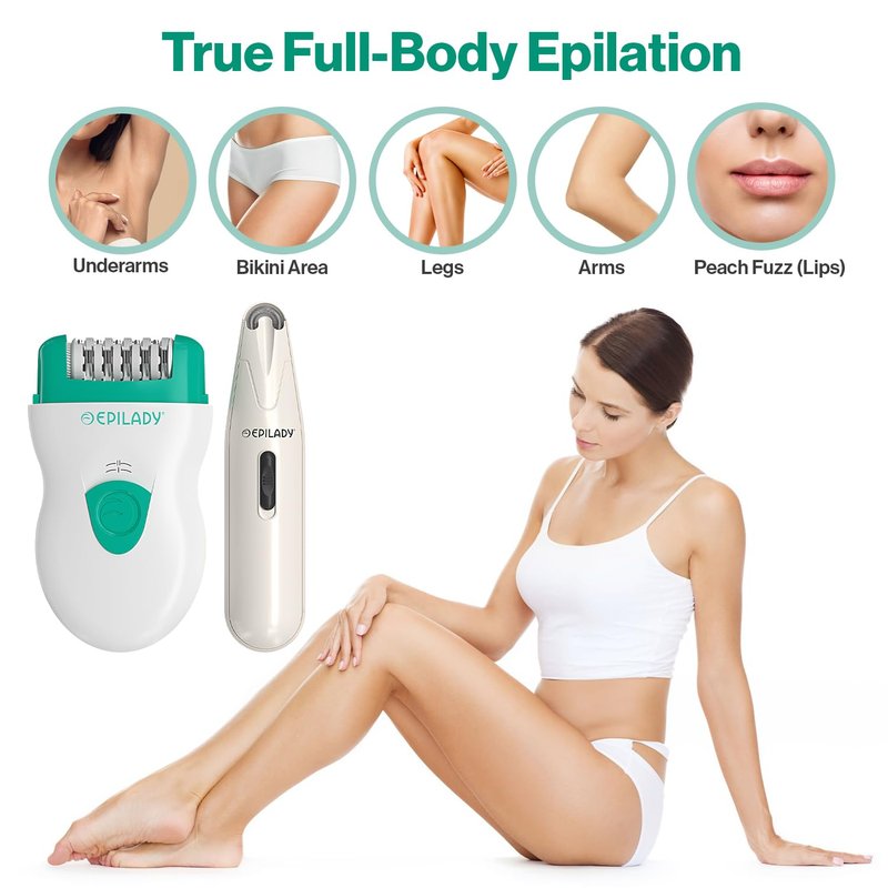 Epilady Face & Body Hair Removal Device Bundle, Speed Corded Electric Epilator for Women with Facial Hair Remover, Epilator for Legs, Arms, Underarms, Face & Bikini Line, Long-Lasting Hair Removal