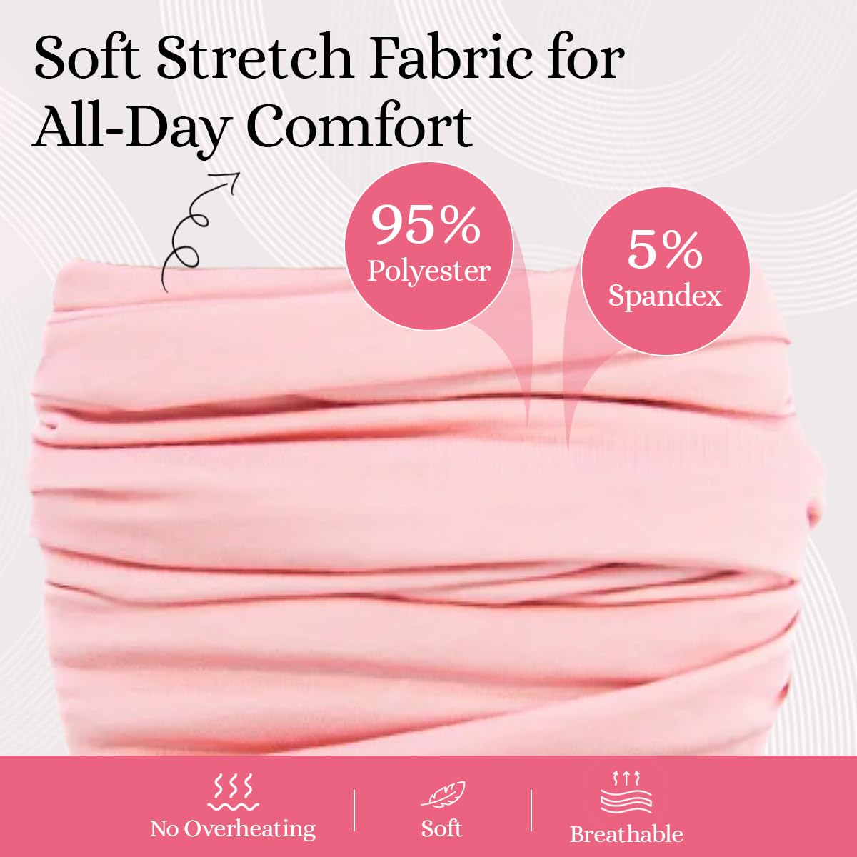 Wide Headbands for Women - Stretchy Non-Slip Boho Hair Accessories | Soft Cloth Yoga Band in Bubblegum Pink - Adult Size