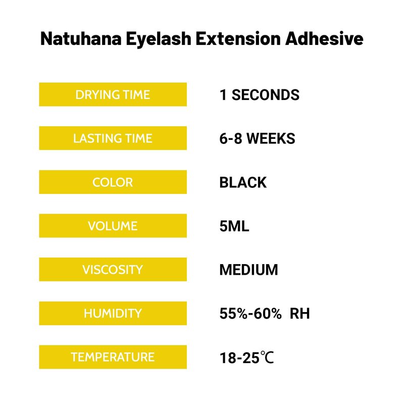 NATUHANA Eyelash Extension Glue 1 Sec Drying (0.17fl.oz / 5ml)/Up to 8 Weeks Retention,Waterproof Lash Extension Glue for Adhesive Professional Use Only,Black