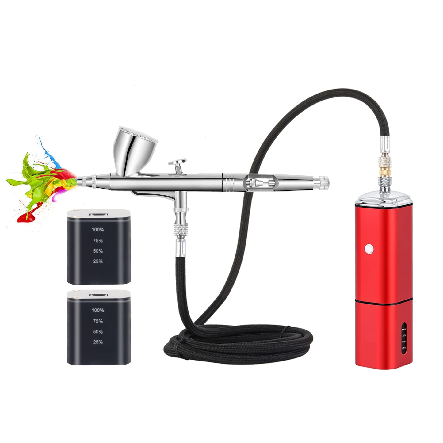 Casubaris Airbrush Kit with Compressor Portable Cordless, Rechargeable Auto Stop Dual Action Air Brush Pen, Match Different Airbrush Gun for Barbers Model Painting Nail Art Craft Makeup