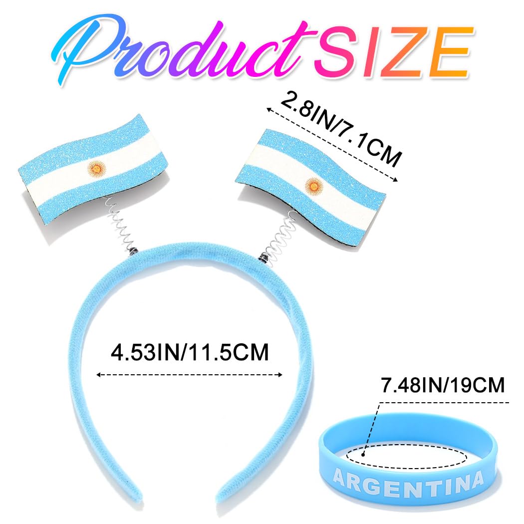 CAKURE Argentina Headband Soccer Fan Headbands Silicone Bracelet for Sports Events (Argentina Fan Set)